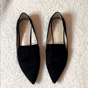 Zara Black Pointed Toe Loafer Flats